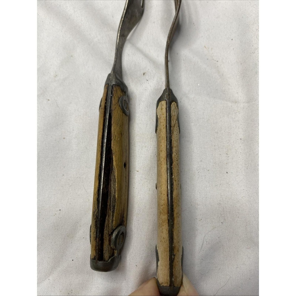 2 Antique Civil War Era 4 Tine Forks 1800s Primitive Flatware - Picture 6 of 7